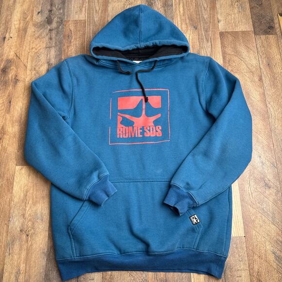 Rome Snowboards Riding Hoodie Women's Large Blue Heavyweight Lined Pockets 6520 - Picture 1 of 13